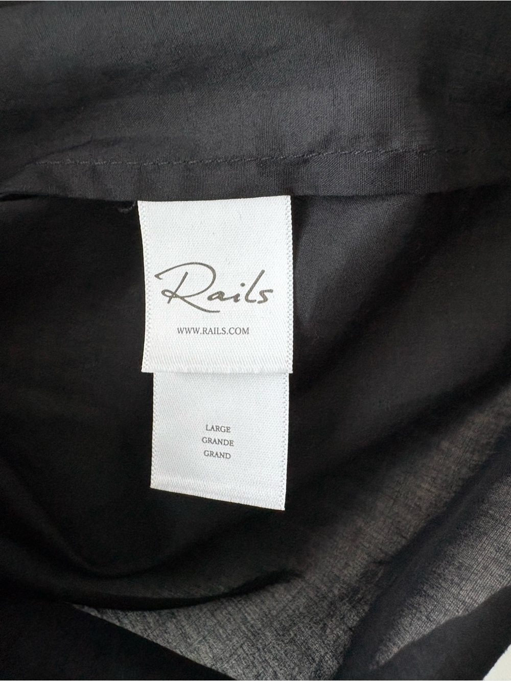 Rails Mariah Blouse True Black Cotton Smocked Peasant Top L NWT - Picture 10 of 14